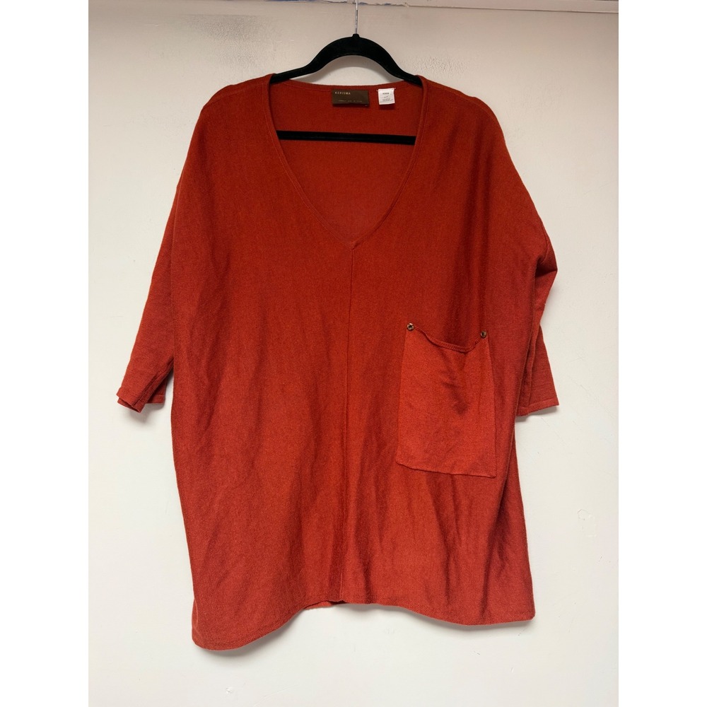 Kerisma Knit Tunic Sweater Womens S/M Rust Orange Excellent V-Neck Oversized